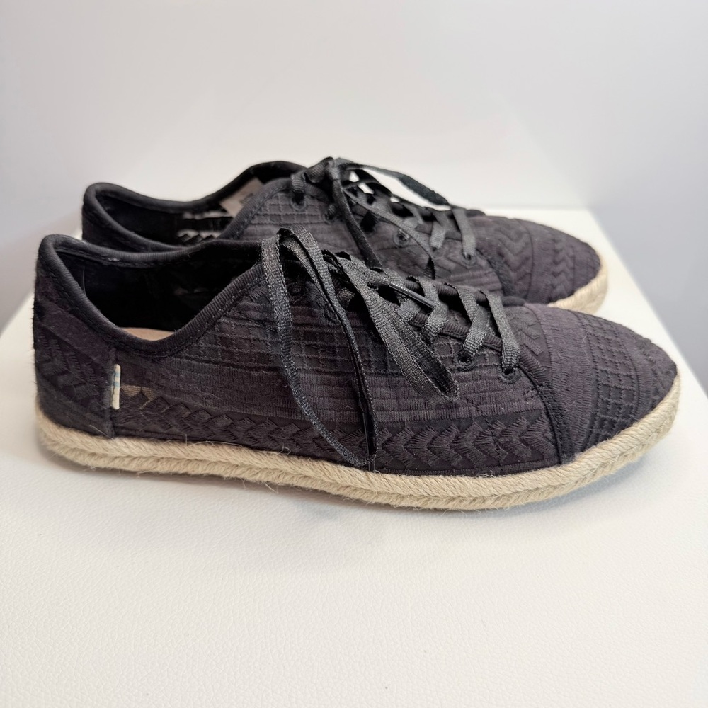 TOMS Women's Espadrille Sneaker Lena Black Mesh 6.5 - Picture 2 of 7